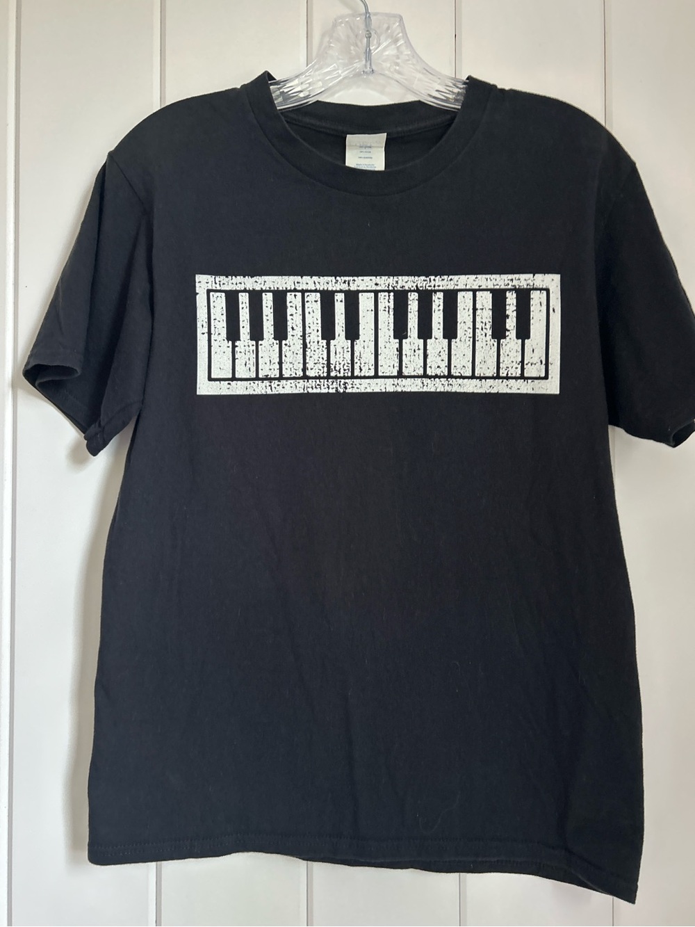 Port & Company Piano Keys Graphic Tee | Black Retro keyboard Music T-Shirt Small